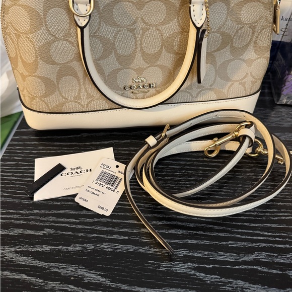 Coach Beige/White Signature Coated Canvas and Leather Sierra Satchel - Picture 7 of 14